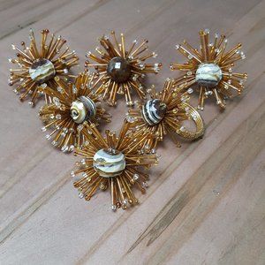 Pier 1 Sunburst Beaded Napkin Rings set of 6